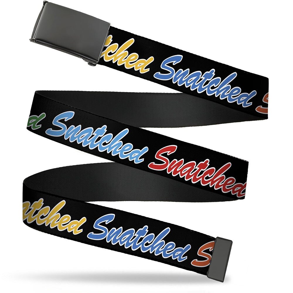 9368 Web Belt Blank Black Buckle - SNATCHED Script Black/Multi Color